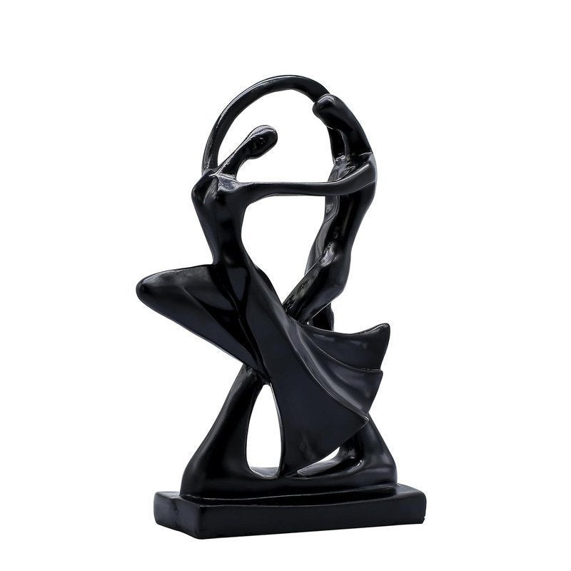 Abstract Black Resin Dancing Couple Figurine