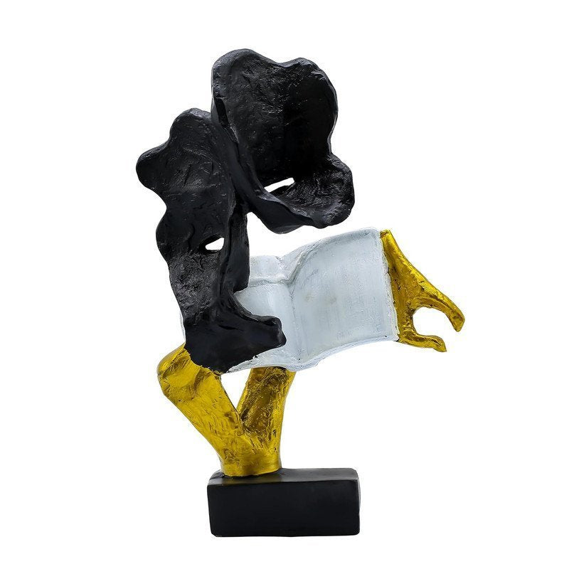 Abstract Reading Couple Statue (Black & Gold)