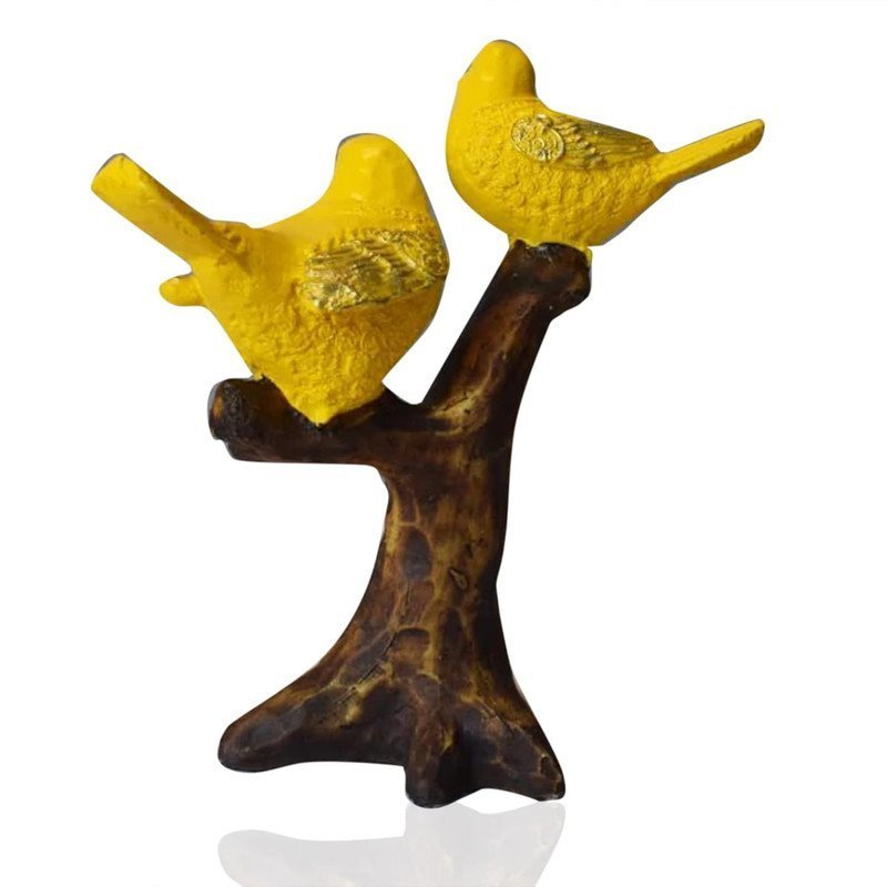 Decorative Yellow Birds on Branch Statue