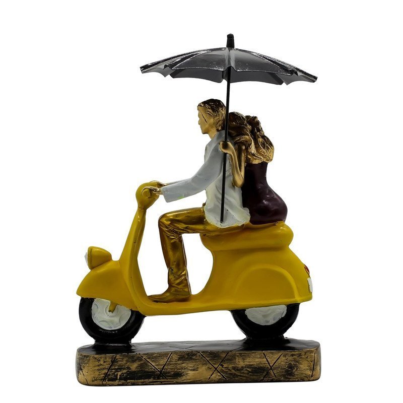 Romantic Couple on Yellow Scooter Statue
