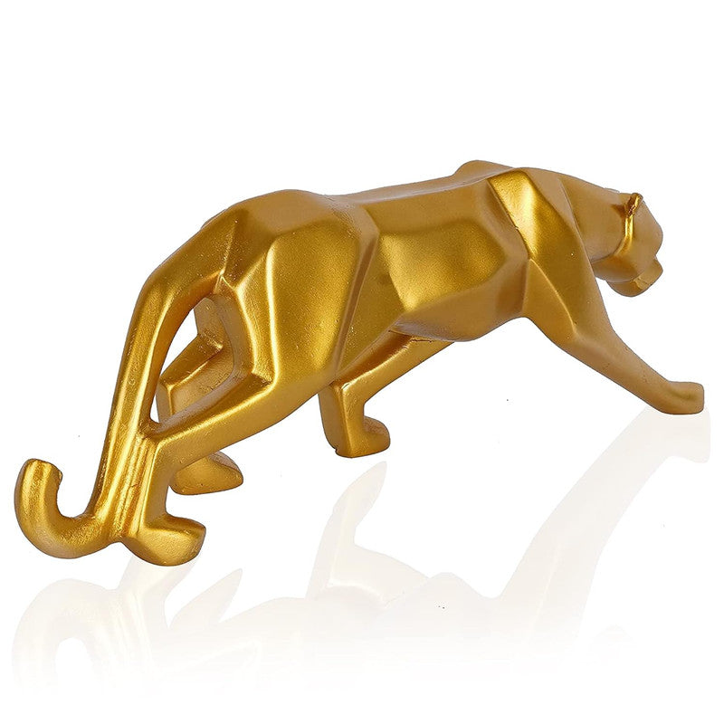 Modern Gold Panther Sculpture - Sleek Resin Animal Figurine for Home & Office Decor