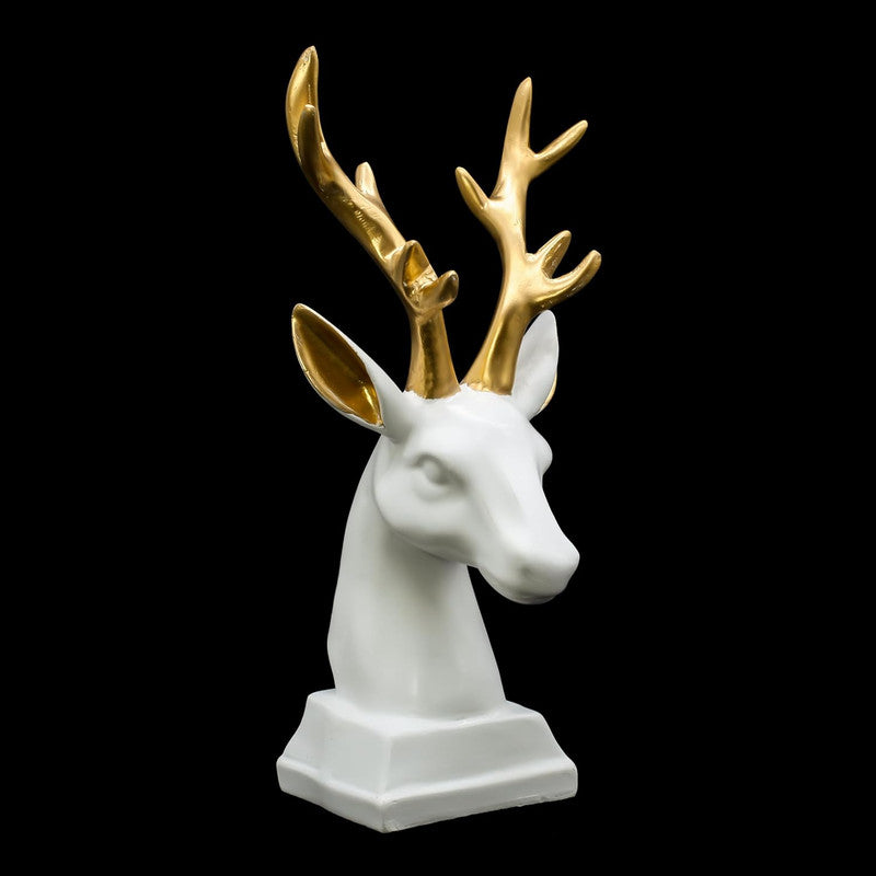 Modern Resin Deer Bust with Gold Antlers - Luxe Tabletop & Wall Accent for Home & Office Decor