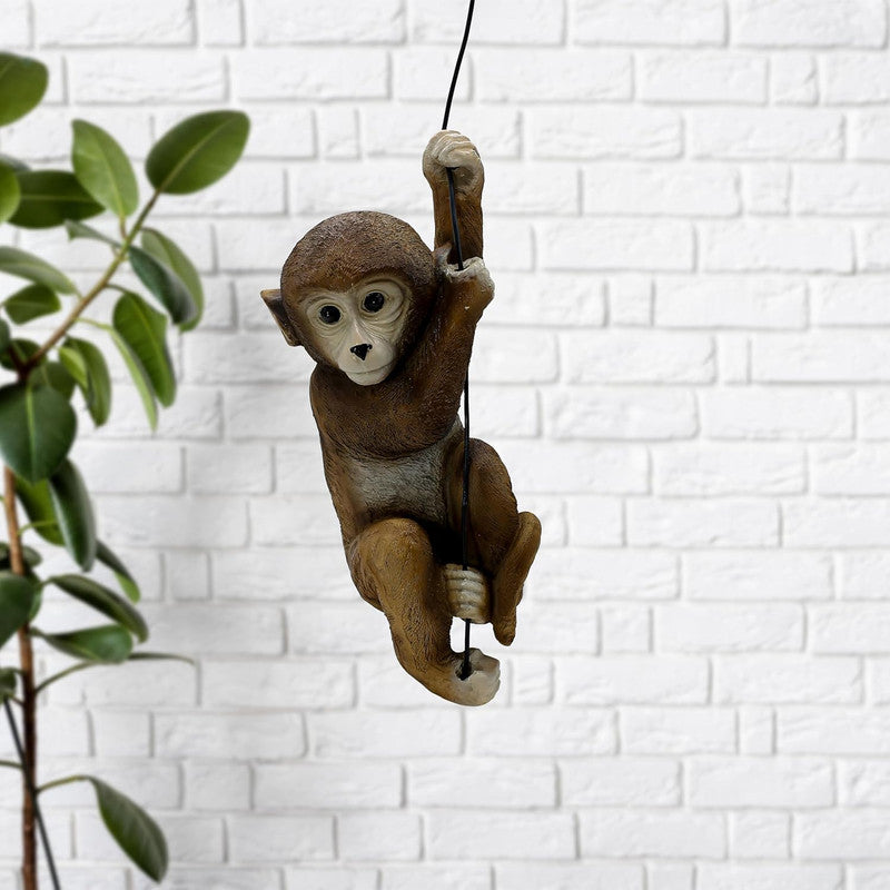 Whimsical Hanging Monkey Garden Sculpture - Resin Chimp Ornament for Indoor & Outdoor Decor
