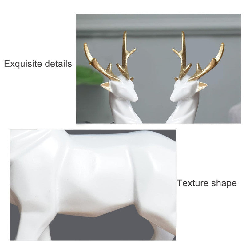 Elegant White & Gold Deer Figurine Set - Modern Resin Antler Sculptures for Home Decor