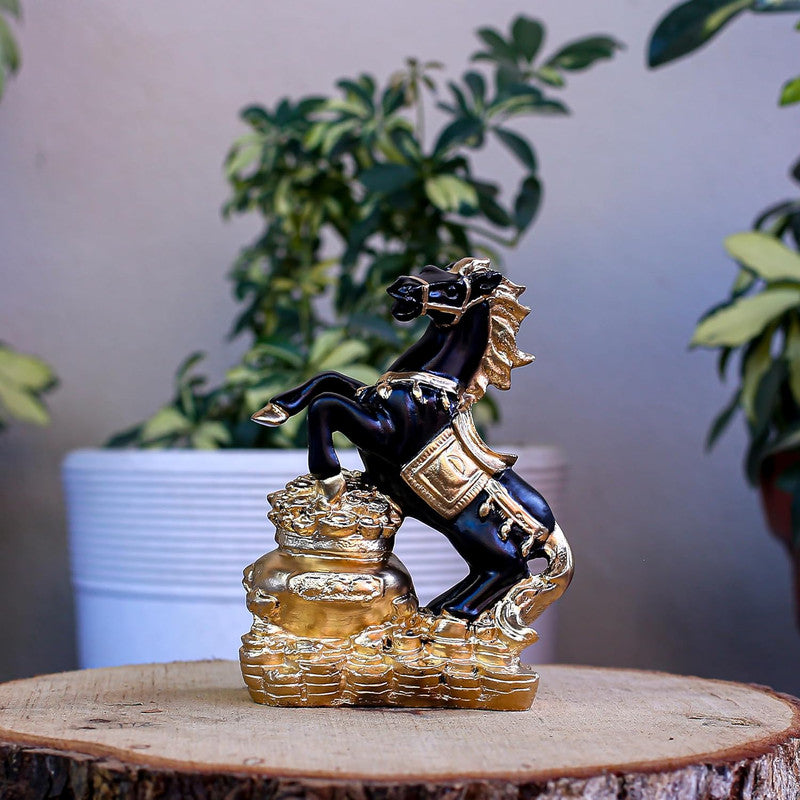 Elegant Black and Gold Horse Statue - Luxurious Decor for Home & Office