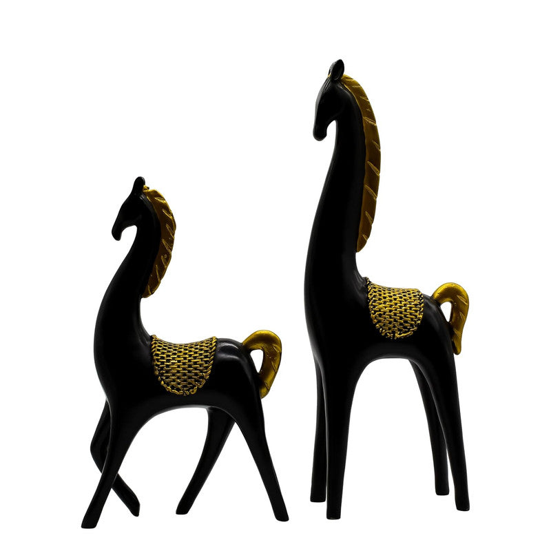 Elegant Black & Gold Giraffe Figurines - Modern Home Decor Set