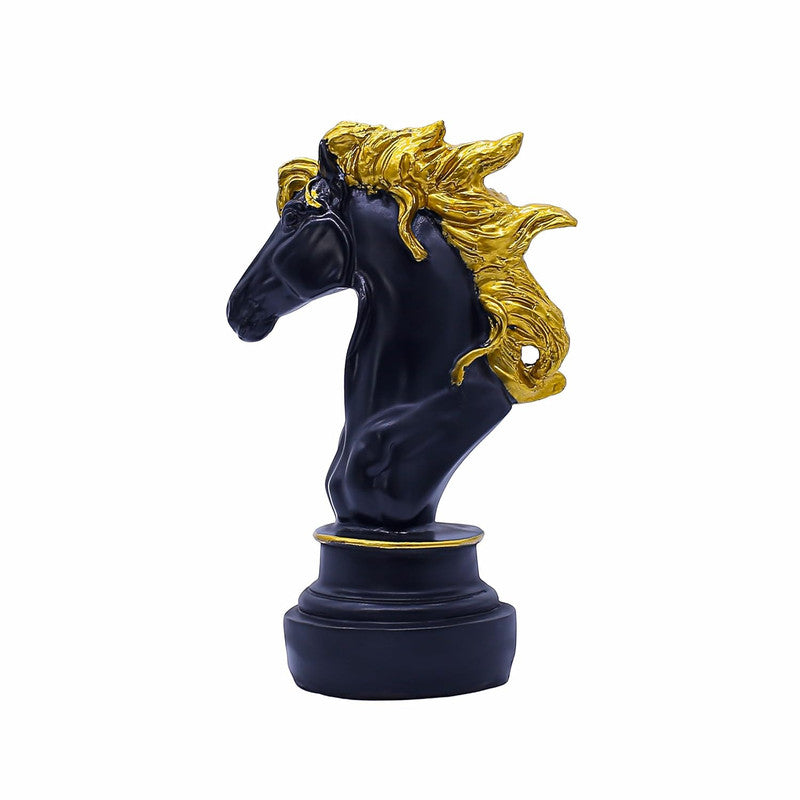 Black and Gold Horse Head Statue - Luxurious Decor for Home & Office
