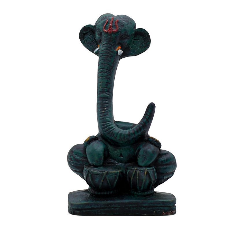 Matte Black Abstract Ganesha with Damru