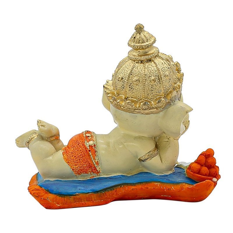 Multicolor Baby Ganesha Reading Book Statue