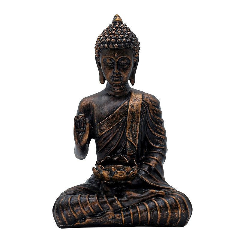 Meditation Buddha Statue with Lotus Bowl , 24.1 x 16.5 cm