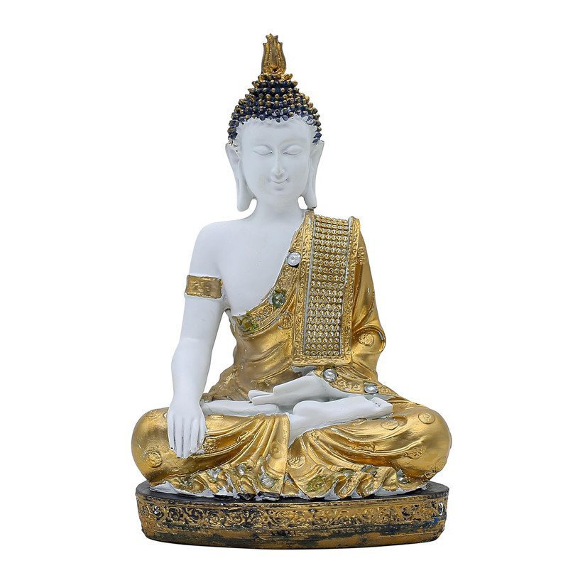 White and Gold Buddha Statue , 28 cm x 18 cm