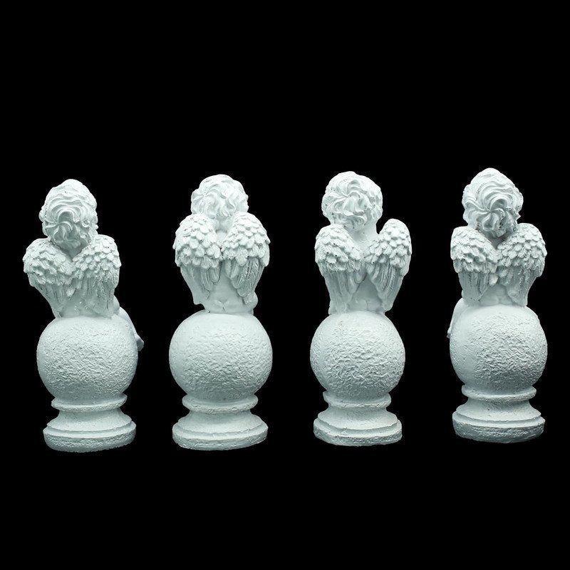 White Angel Figurine Set of 4, 8 Inch Height, 3-3.5 Inch Width
