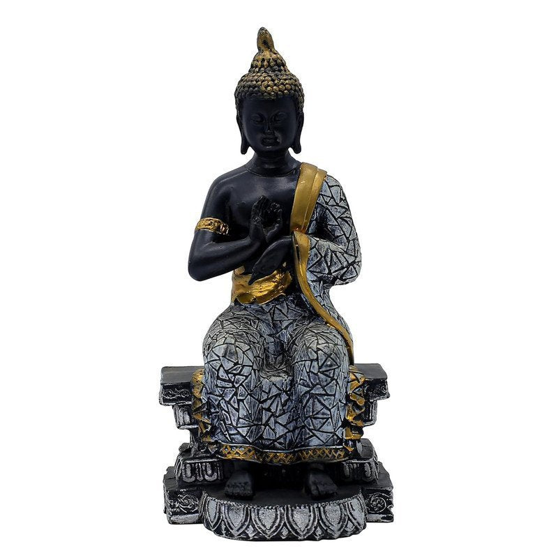 Black and Gold Mosaic Buddha Sculpture , 26.7 cm x 12.7 cm