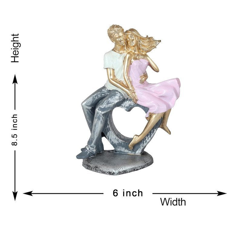 Hand-Painted Couple on Bench Love Statue