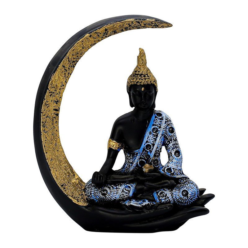 Antique Meditating Moon Buddha Statue Showpiece for Home Decor