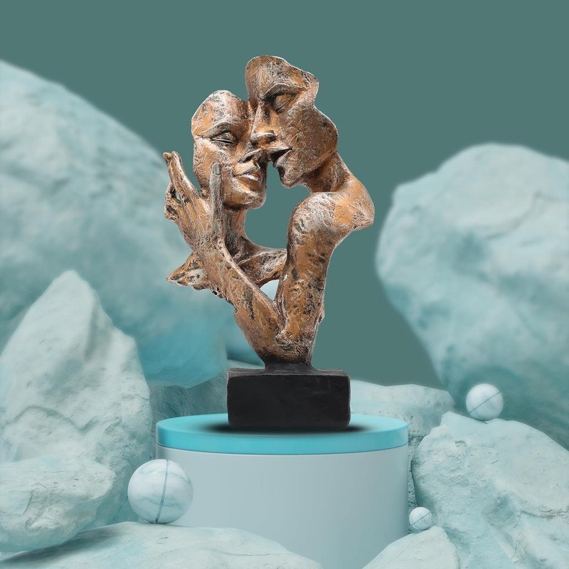 Abstract Romantic Kissing Couple Sculpture
