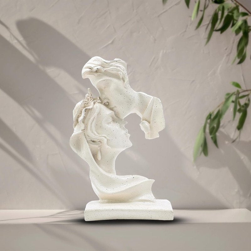 Romantic Couple with Umbrella Resin Statue