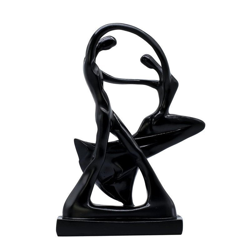 Abstract Black Resin Dancing Couple Figurine