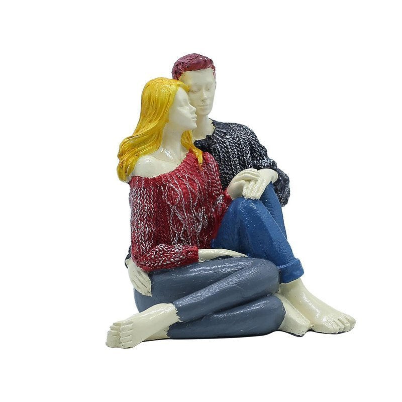 Handmade Seated Couple Resin Statue