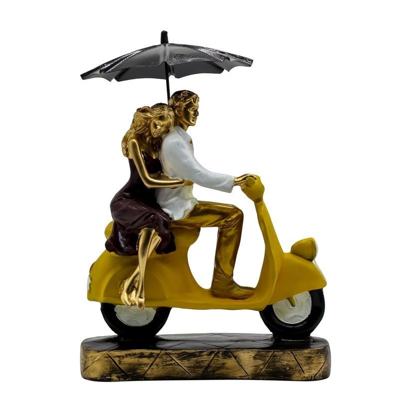 Romantic Couple on Yellow Scooter Statue