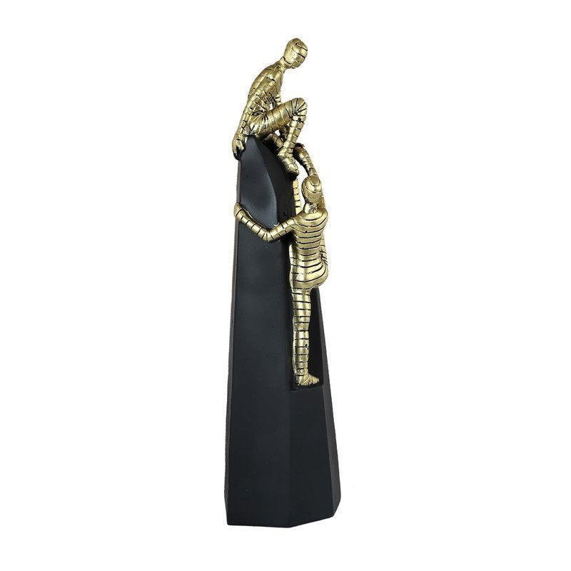 Golden Egyptian Mummy Statue Figurine with Black Base