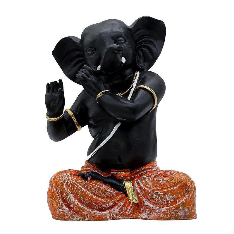 Dancing Baby Ganesha Idol with Orange Dhoti