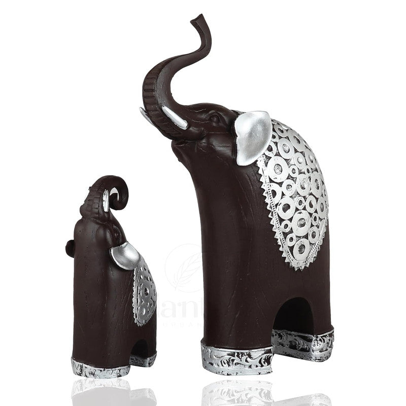 Black & Silver Elephant Figurine Set - Elegant Home Decor Accents