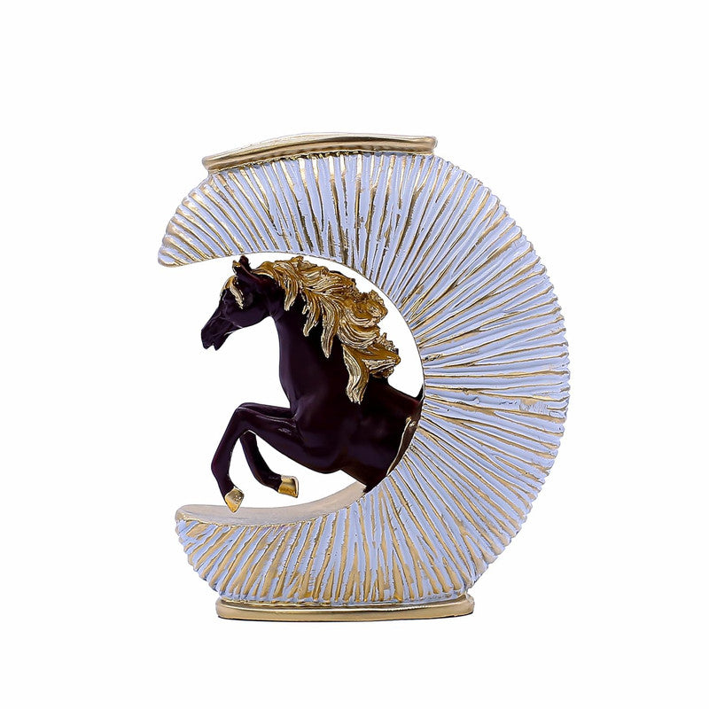 Gold-Accented Crescent Horse Vase - Modern Equestrian Decor