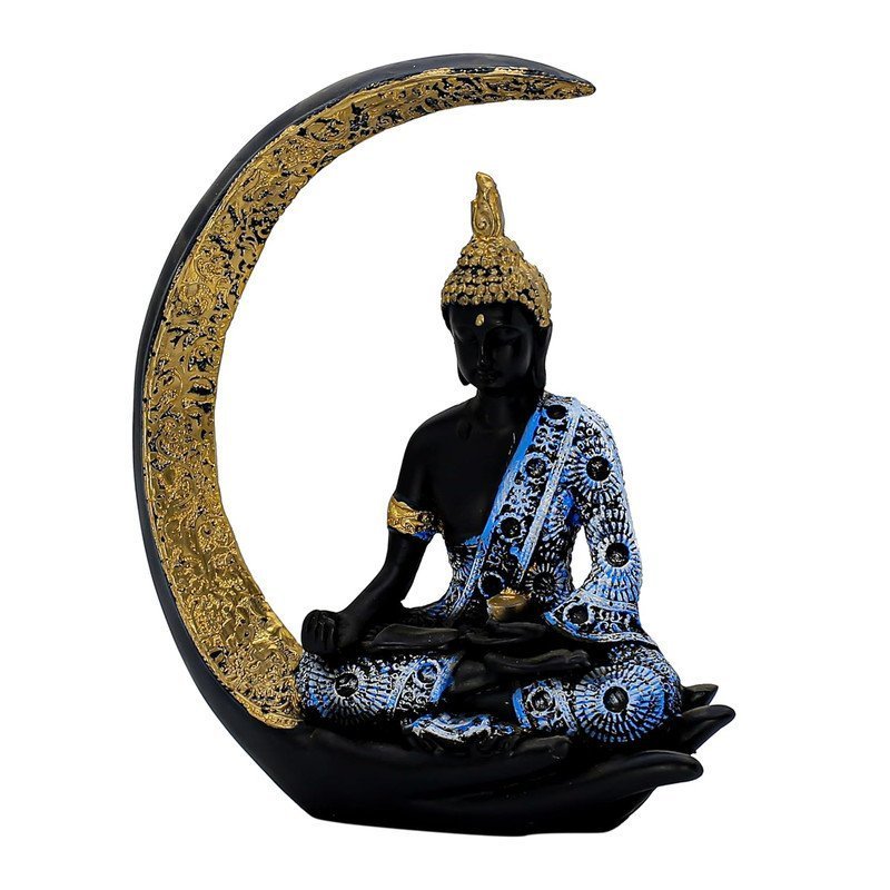 Antique Meditating Moon Buddha Statue Showpiece for Home Decor