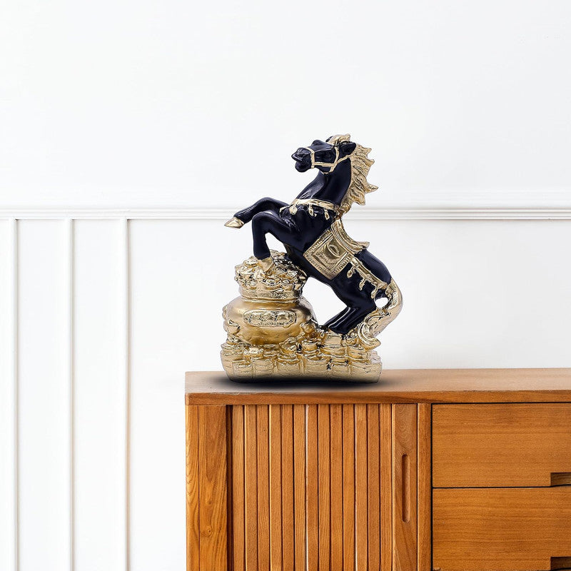 Elegant Black and Gold Horse Statue - Luxurious Decor for Home & Office