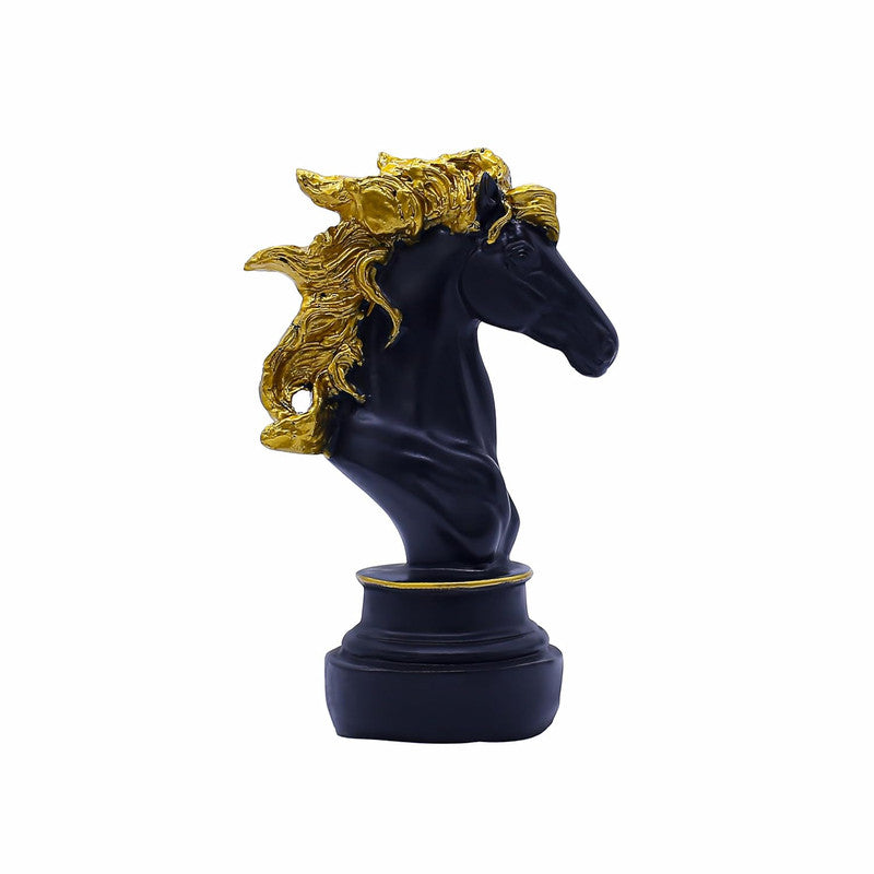 Black and Gold Horse Head Statue - Luxurious Decor for Home & Office