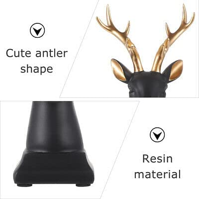 Modern Resin Deer Bust with Gold Antlers - Sleek Black & White Animal Decor for Home & Office