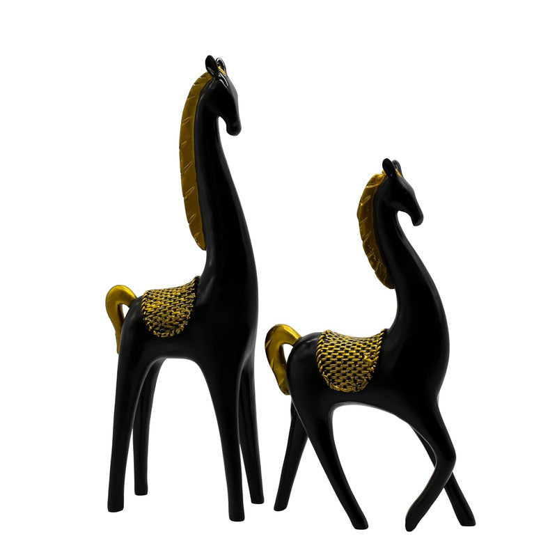Black and Gold Horse Statues for Home Decor - Elegant Decorative Accents