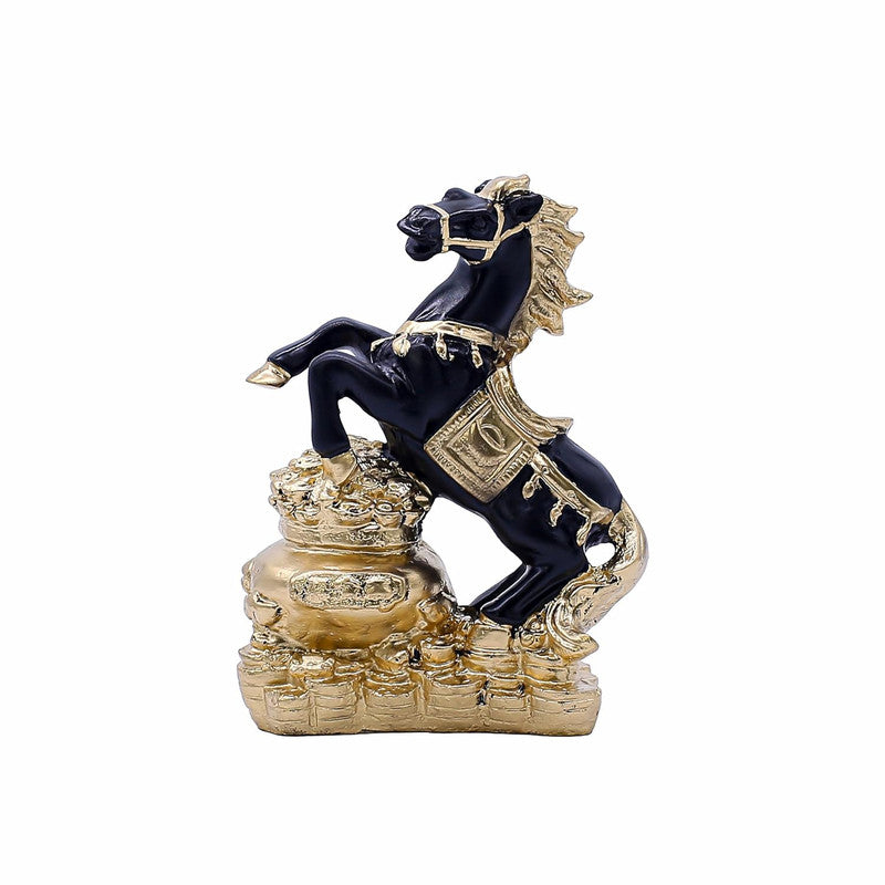Elegant Black and Gold Horse Statue - Luxurious Decor for Home & Office