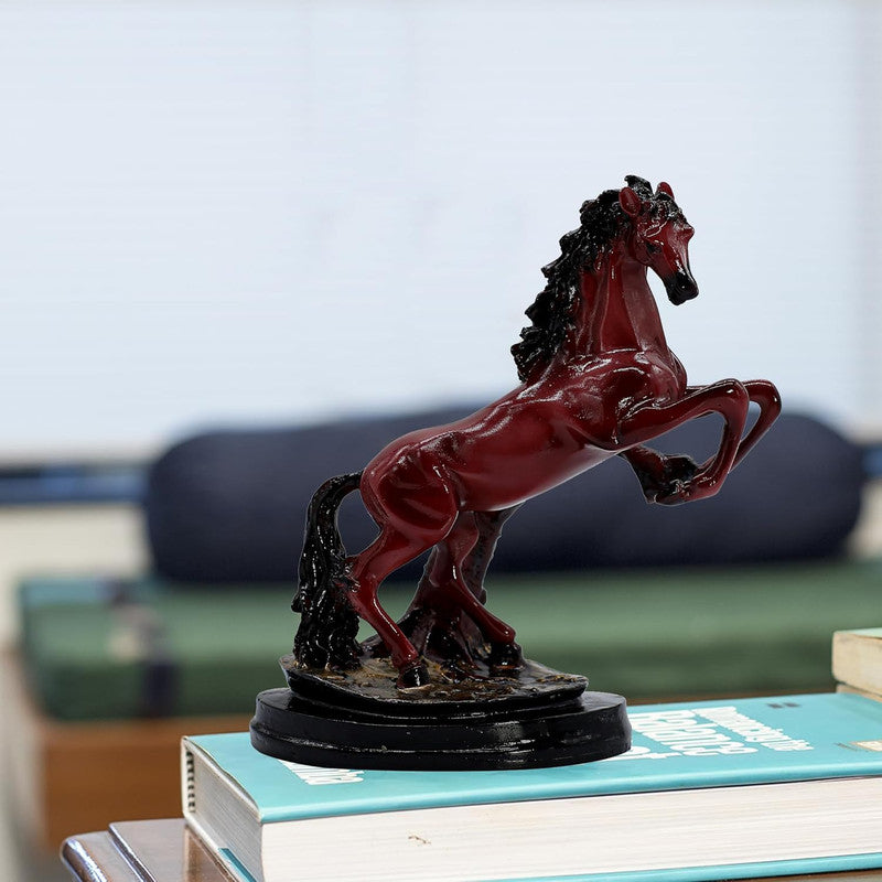 Red Stallion Statue - Majestic Horse Figurine for Home Decor and Gift