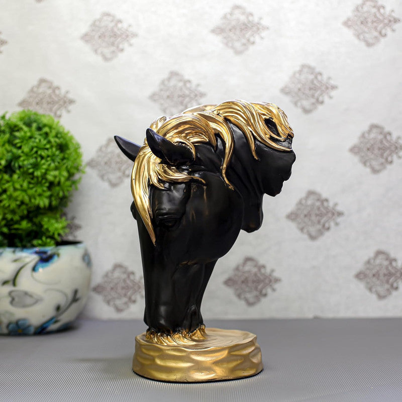 Elegant Black and Gold Horse Sculpture for Home Decor - Luxurious Art Piece