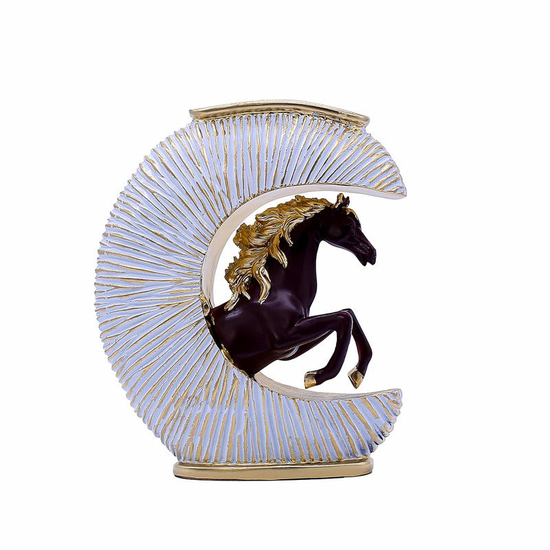 Gold-Accented Crescent Horse Vase - Modern Equestrian Decor