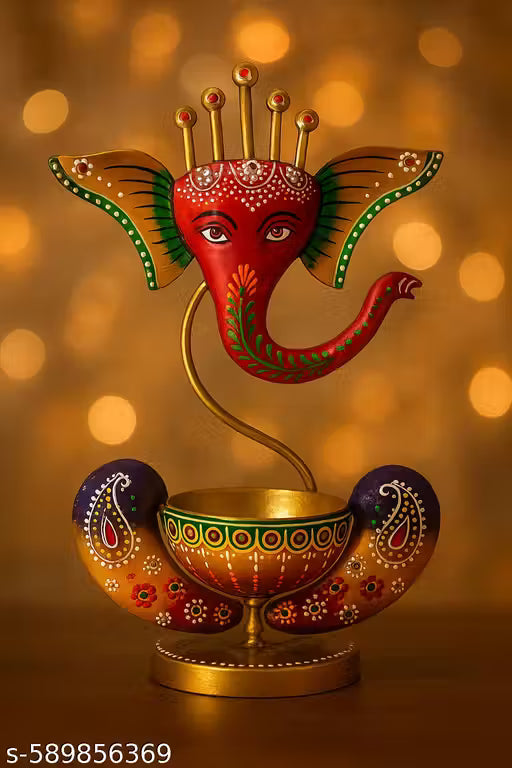Handcrafted Metal Ganesha Tea Light Holder