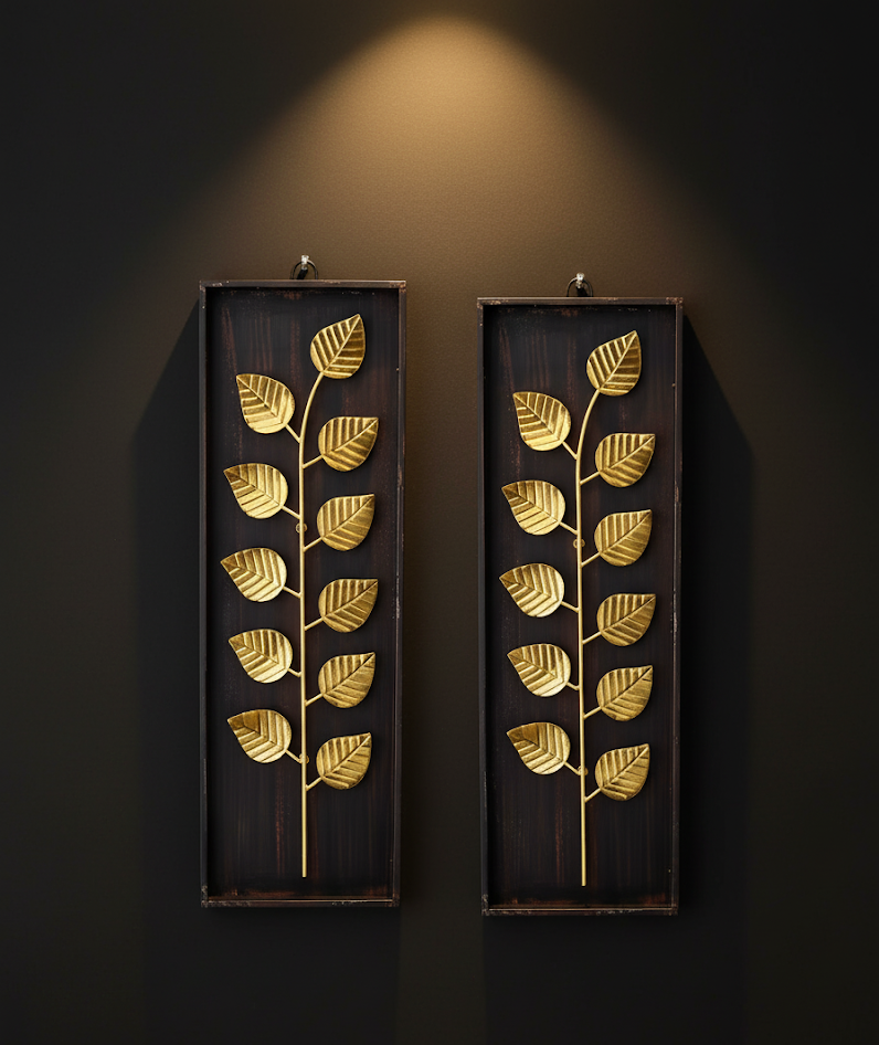 Gold Leaf Design Metal Wall Art Set