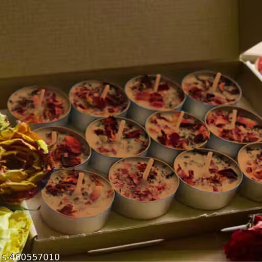 Rose Scented Tea-Light Candles with Real Rose Leaf – Set of 30