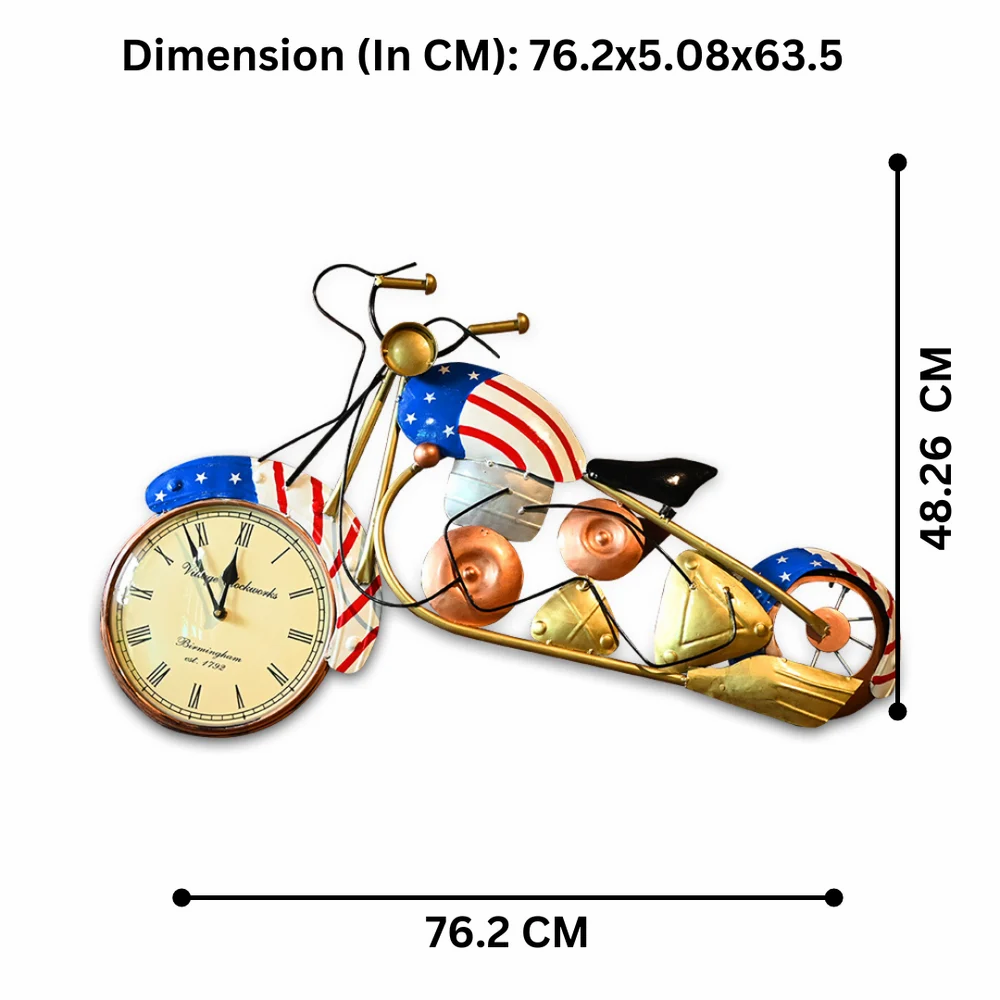 Retro American Bike Showpiece with Clock – Unique Metal Home Decor
