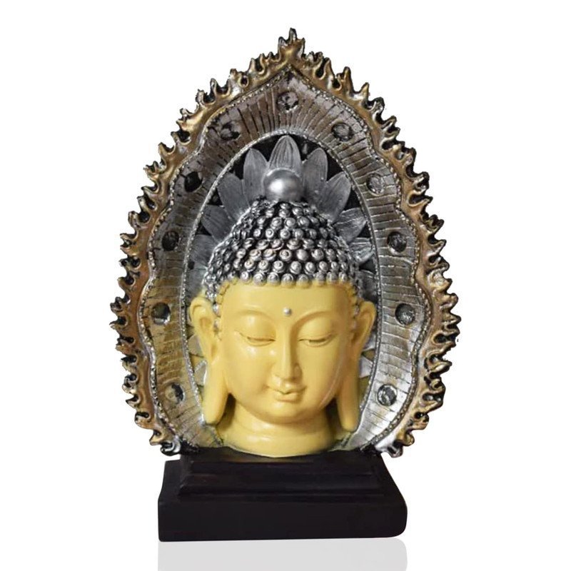 Handicrafts Buddha Head on Tree Idol Statue Showpiece for Home Decoration and Gifting., Diwali Gift Item for Family and FriendsMulticolor