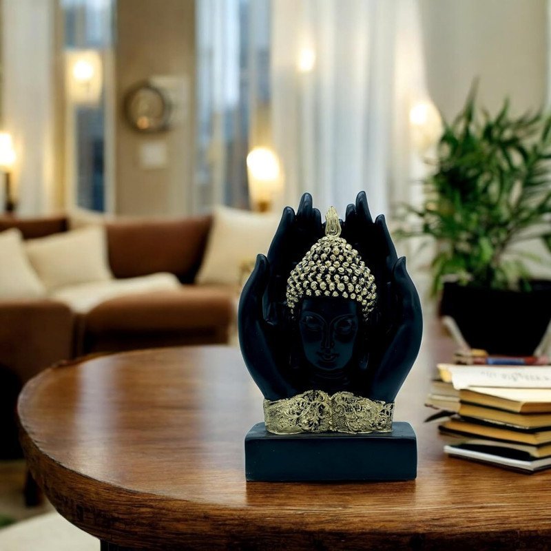 Gold Buddha Statue for Home Decor, 10 Resin Enlightenment Sculpture, Yoga Zen Accent, Spiritual Gift & Feng Shui Ornament