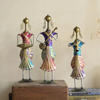 Traditional Metal Standing Lady Musician – Artistic Handcrafted Figurine for Living Room Decor
