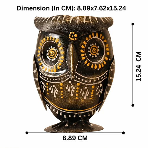 Metal Owl Pen Stand – Artistic Handcrafted Stationery Holder for Table Decor