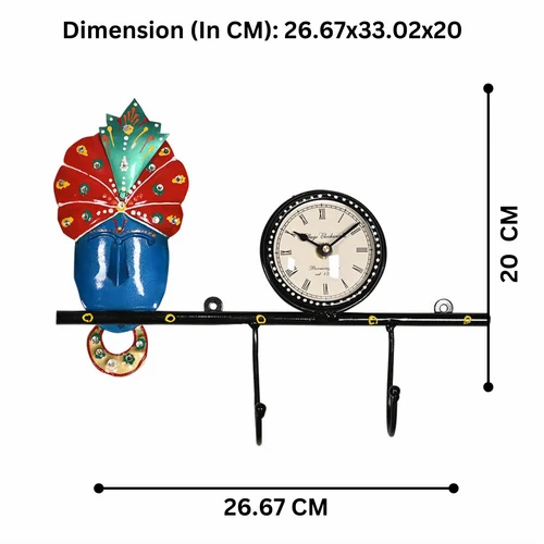 Divine Metal Krishna Clock Key Holder – Artistic Wall Decor for Home & Office