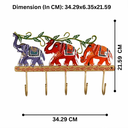 Elegant Elephant Metal Key Holder – Handcrafted Wall Mounted Home Decor Accent