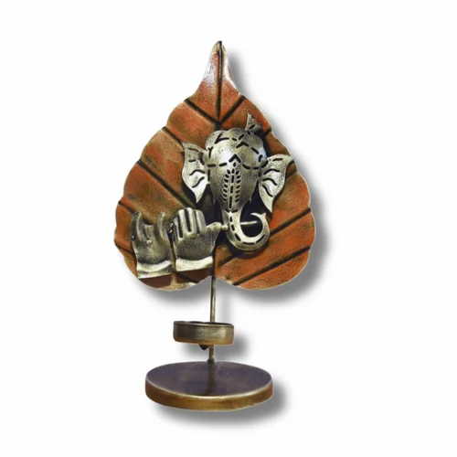 Handmade Antique Finish Ganesha Idol – Elegant Metal Pan Ganesh Statue for Home Decor