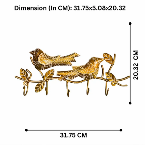 Metal 2 Bird Key Holder – Handcrafted Decorative Wall Hanger for Home & Entryway Decor