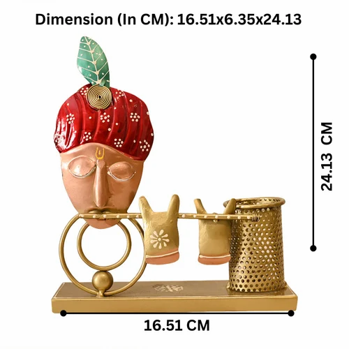 Handcrafted Metal Krishna Pen Stand – Decorative Desk Organizer for Home & Office Decor